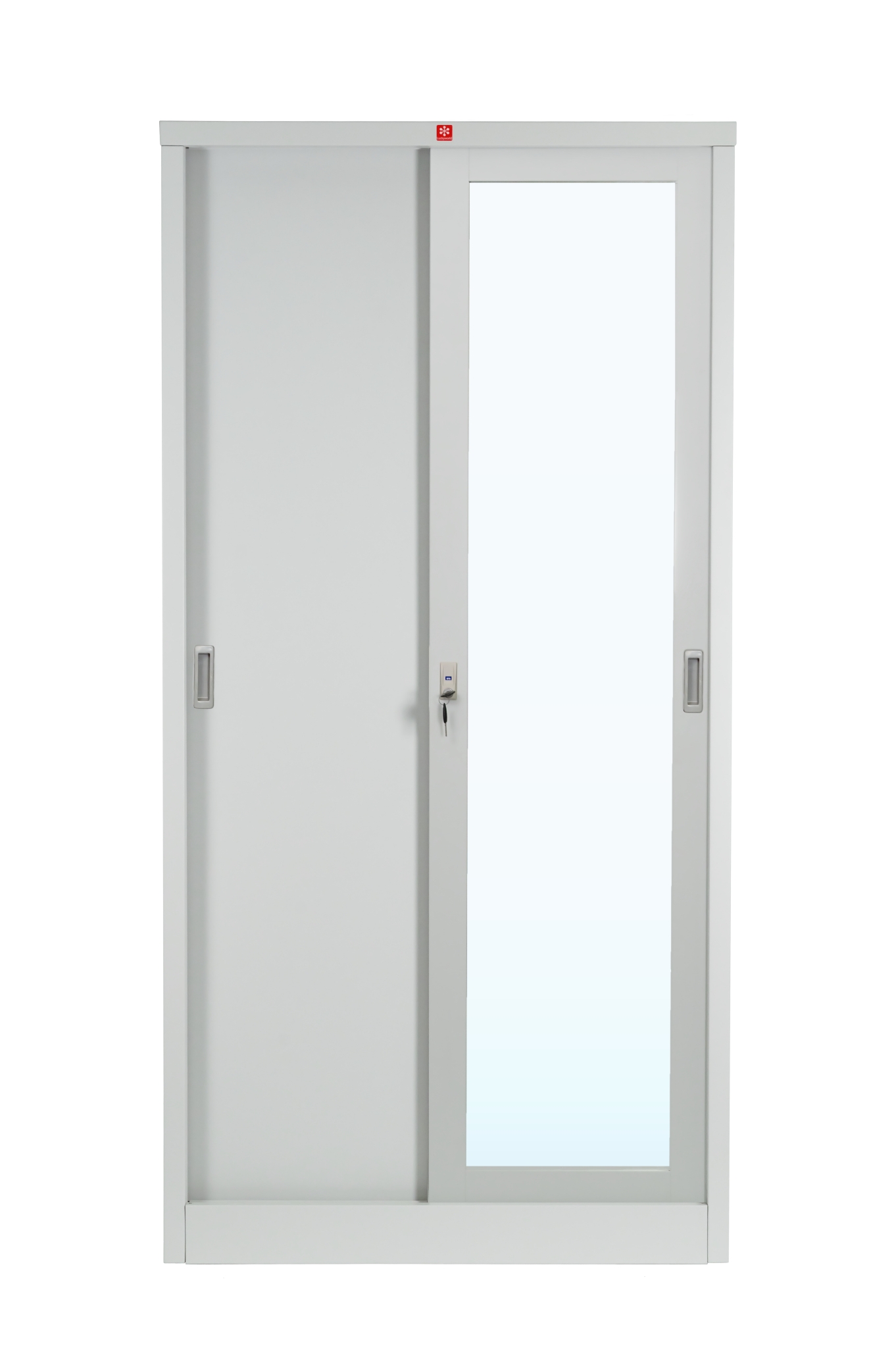 ตู้เสื้อผ้าบานทึบซ้าย-กระจกเงาขวา KVS-96K-TG (สีเทาทราย)